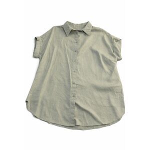 Lauren Ralph Lauren Black Label Sage Green Linen Top Plus Size 1X New